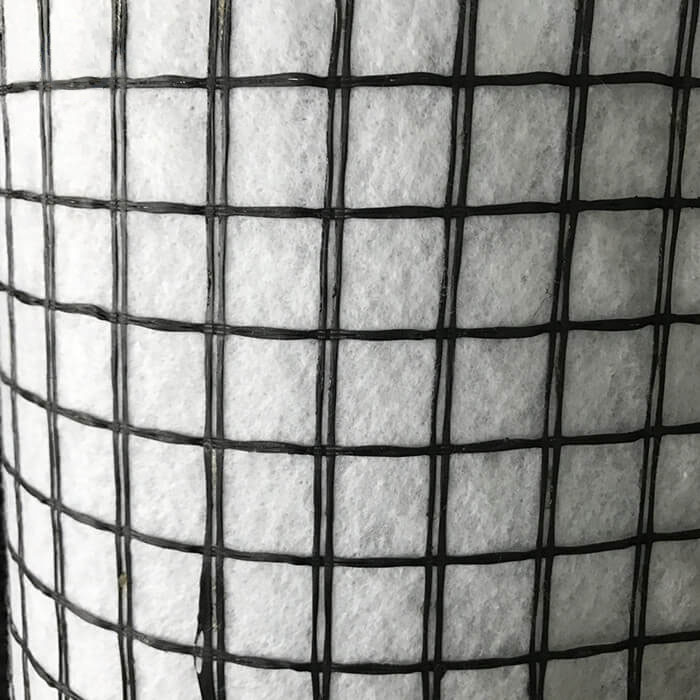 Geomalla compuesta de fibra de vidrio con geotextil no tejido