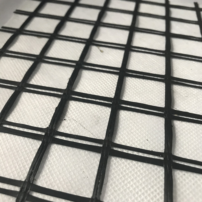 Geomalla compuesta de fibra de vidrio con geotextil hilado